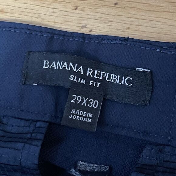 BANANA REPUBLIC City Pants Men’s Size 29x30 Navy Blue Slim Fit Tech Active - Picture 4 of 7